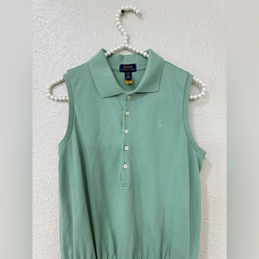 RALPH LAUREN GIRLS MINT GREEN STRETCH LACE POLO ROMPER NWT SIZE XL